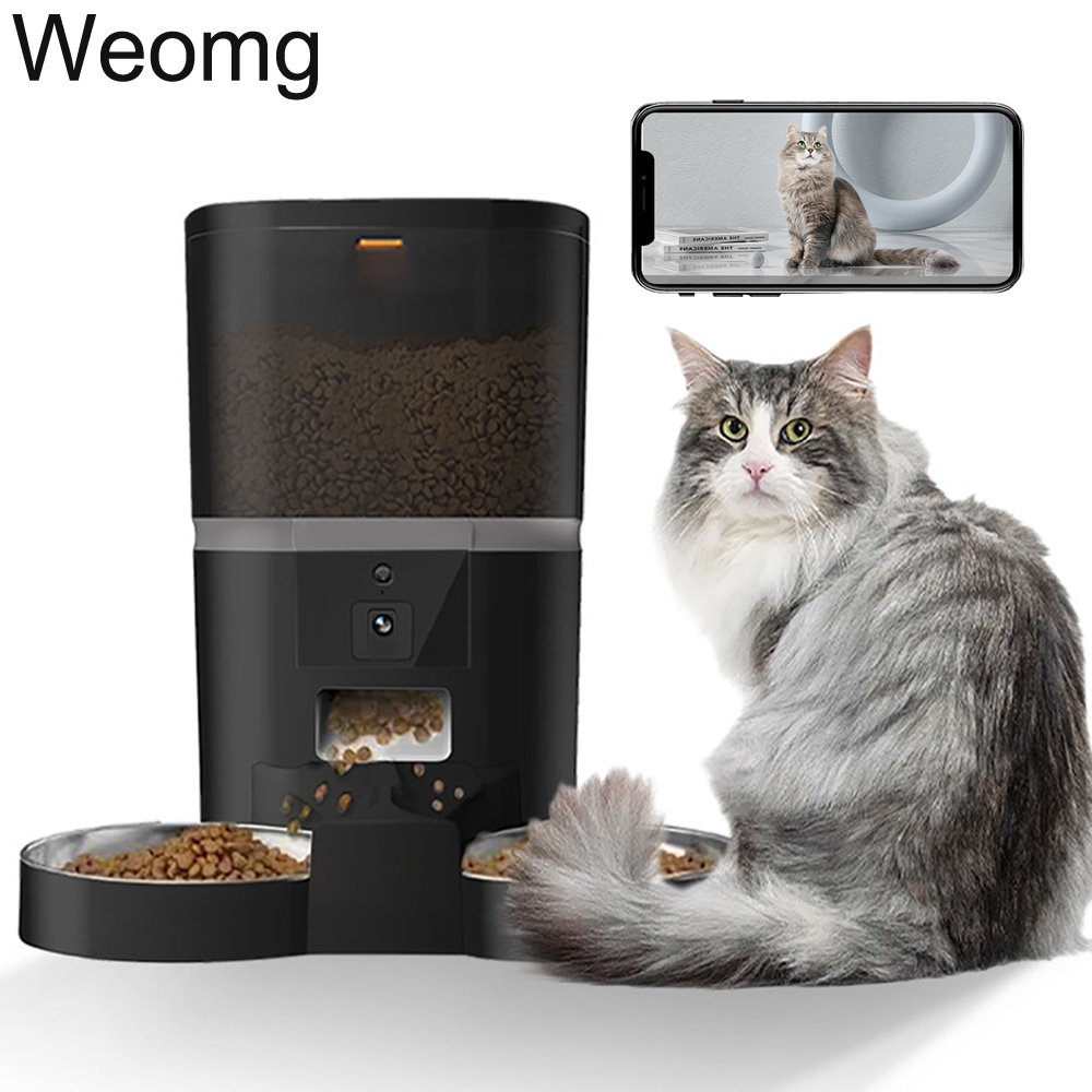 Timed Cat Dog Food Dispenser 4L - 4L Podwójna kamera posiłkowa Aplikacja Automatyczny