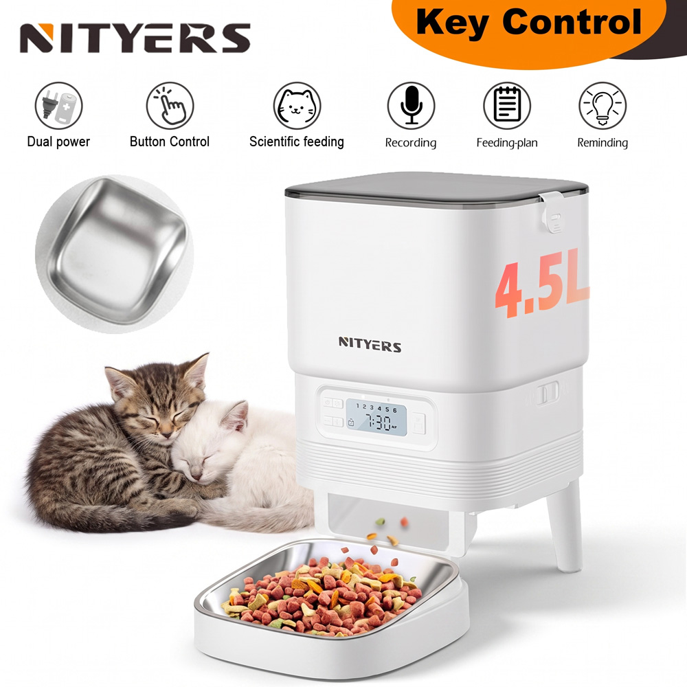 Automatic Pet Feeder Dual Bowl Stainless - NITYERS – automatyczna podajarka karmy dla