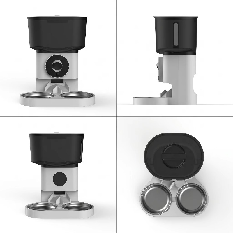 Automatic Pet Feeder Dual Bowl Stainless - Wielokolorowy, inteligentny podajnik karmy dla zwierząt
