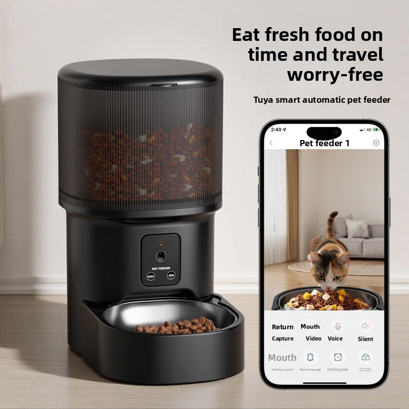 Timed Cat Dog Food Dispenser 4L - Inteligentna karmarka dla zwierząt z kamerą,