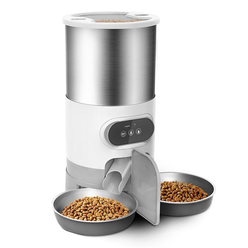 Automatic Pet Feeder Dual Bowl Stainless - Automatyczny podajnik karmy dla kotów B84B-4.5L,