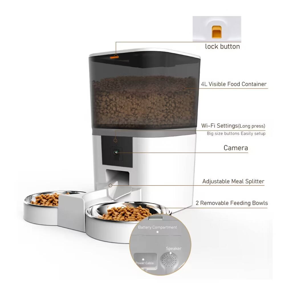 4L Podwójna kamera posiłkowa A – Timed Cat Dog Food Dispenser 4L recenzja i cena