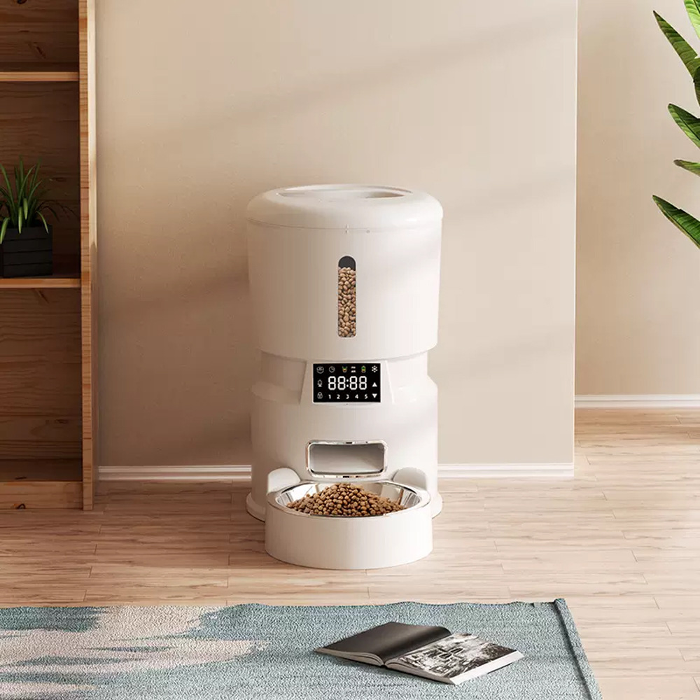 Nowy inteligentny biały plasti – Automatic Pet Feeder Dual Bowl Stainless recenzja i cena